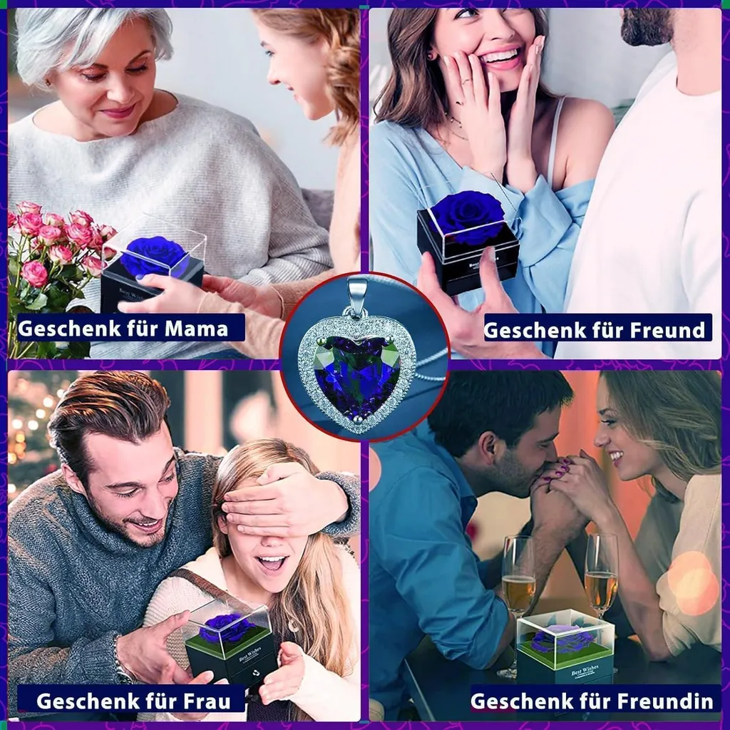 Offrez une Rose Éternelle Bleue et son Collier Argent 925 pour un Souvenir Durable - 7
