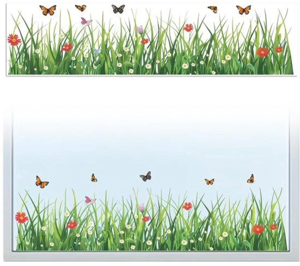 Décoration de Vitre Amovible Peacoblue à Motif Herbe 120 x 30 cm