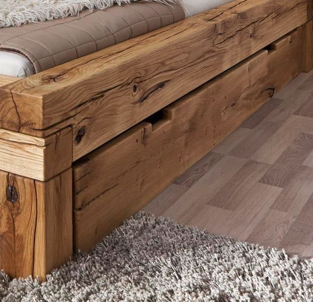 Schubkasten für Bett 140/160cm "Manuel/Daniel" Wildeiche massiv BE-0405