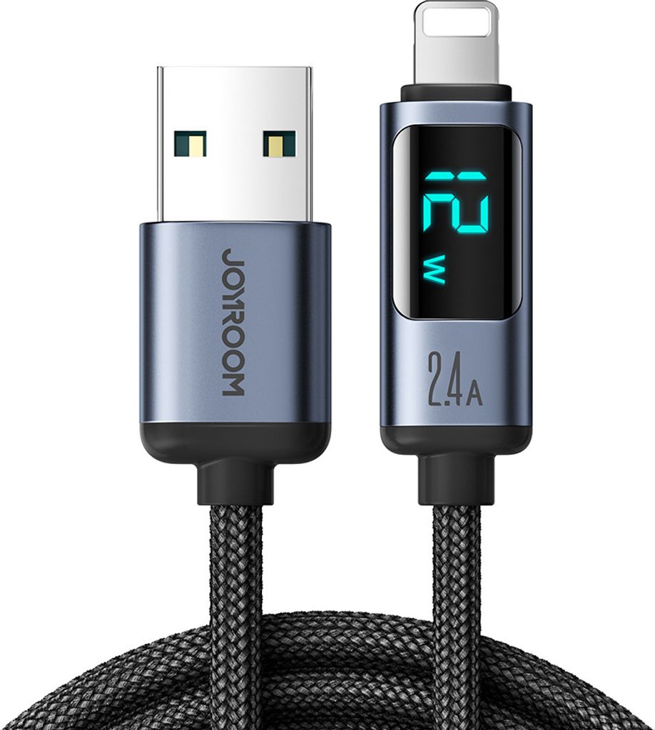 Joyroom Prism Series A16 Lightning / USB-A Kabel 2,4A 1,2 m Schwarz mit LED-Anzeige