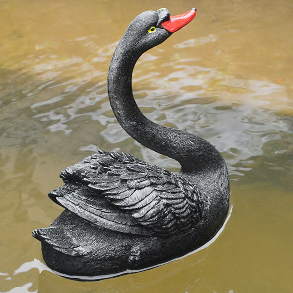 Cygne flottant artificiel 35cm blanc pour bassin de jardin extérieur