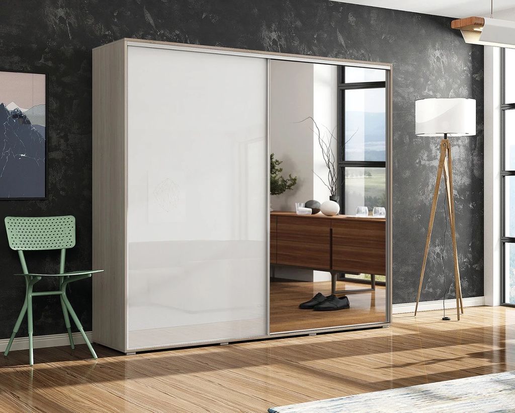 Geräumiger Kleiderschrank 175/245 CALEB – Eiche Sonoma / weiß