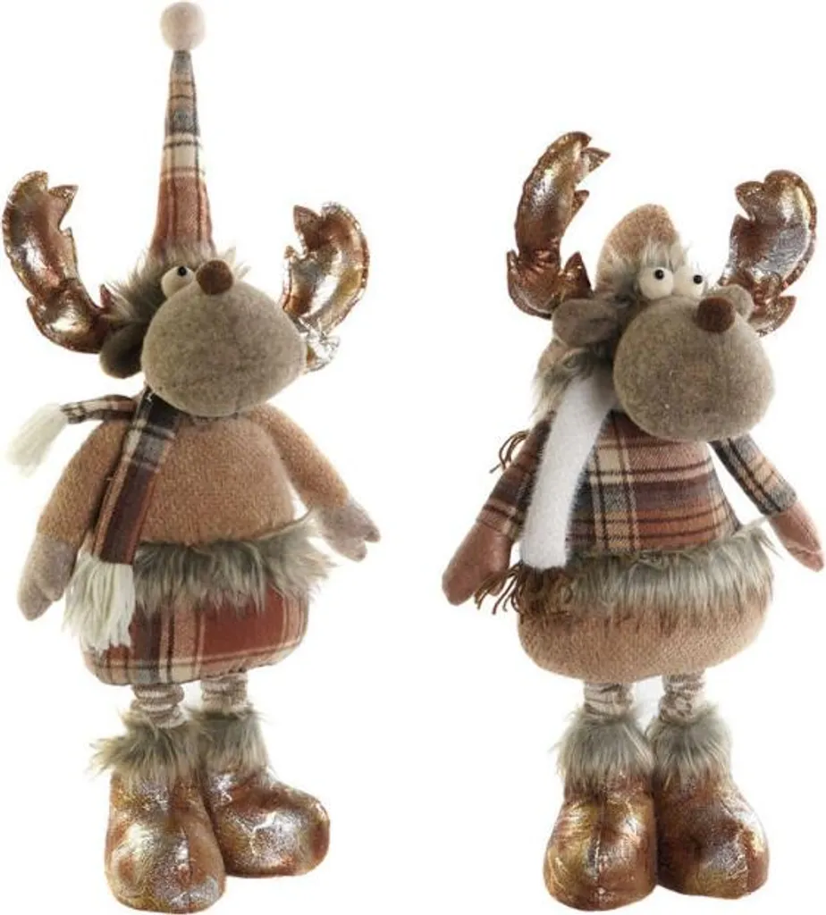 Statues de Renne de Noël en Tissu Brun 48 cm - Décoration Hivernale x2