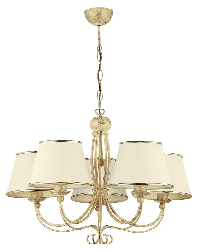 Lustre 5 Feux LAURA Écru en Métal IP20 pour Ampoules E27 Dimensions 67cm