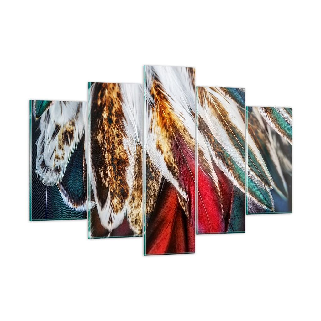 Bilder auf glas - Federn Federn Vogel - 150x100cm - Glasbilder - Wandbilder - Kunstdruck - zum Aufhängen bereit - Wanddekoration aus Glas - Glas B...