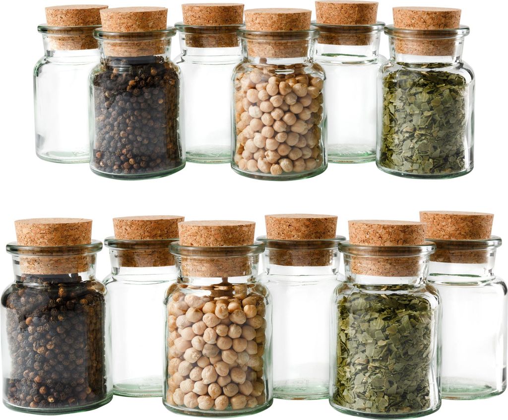 12er Set Gewürzgläser 150ml + Korken, Aufbewahrung von Tee, Produktbild 1