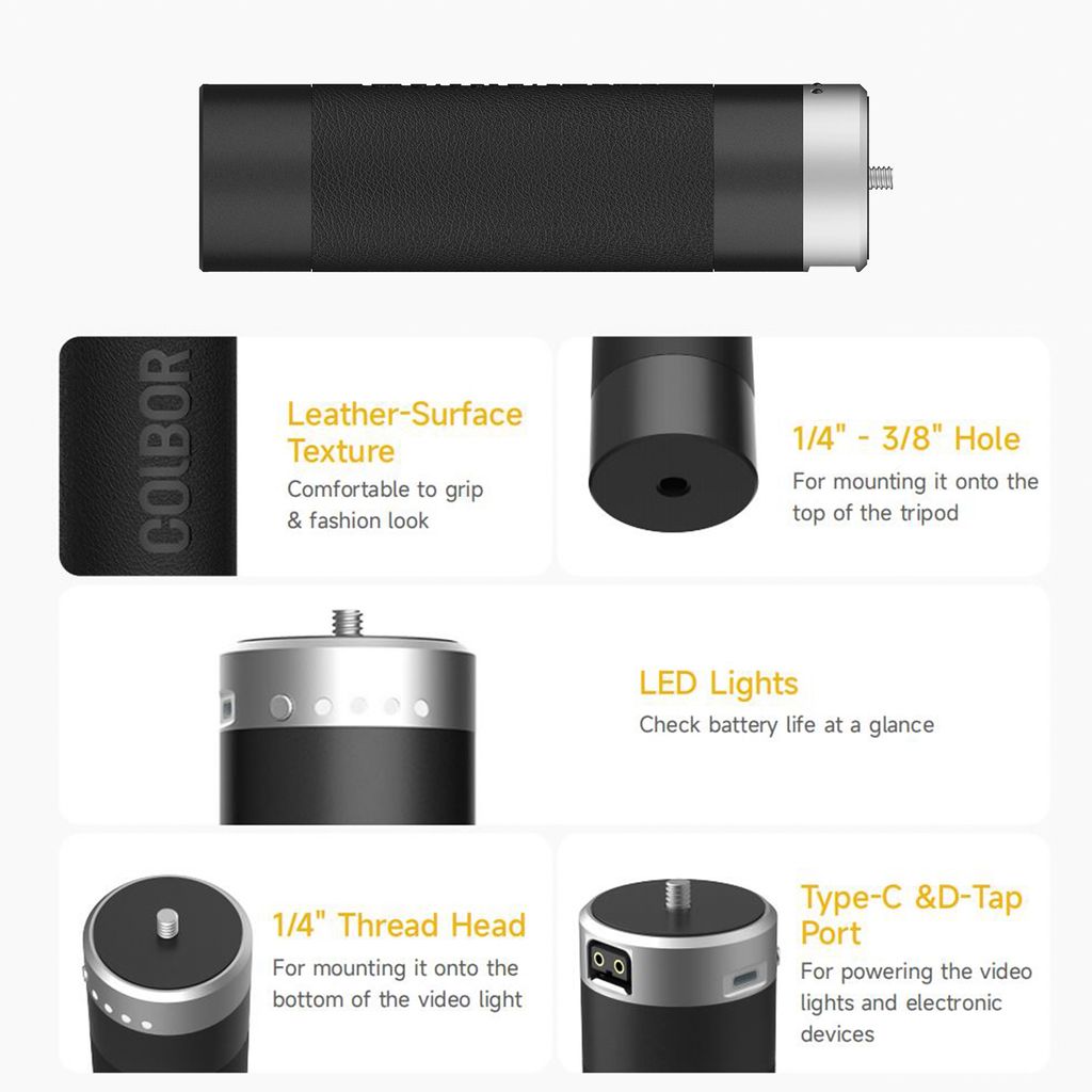 COLBOR PG99 98WH Batteriegriff - 6600mAh Mit D-Tap & Type-C Für Videolampen