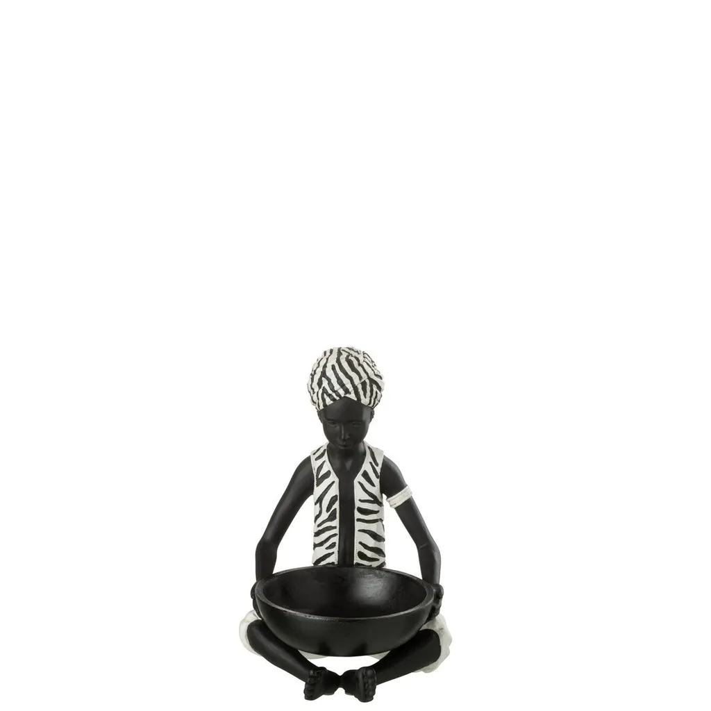 Sculpture Ethnique Durable J-Line Garçons Assis en Poly Mix Haute Qualité