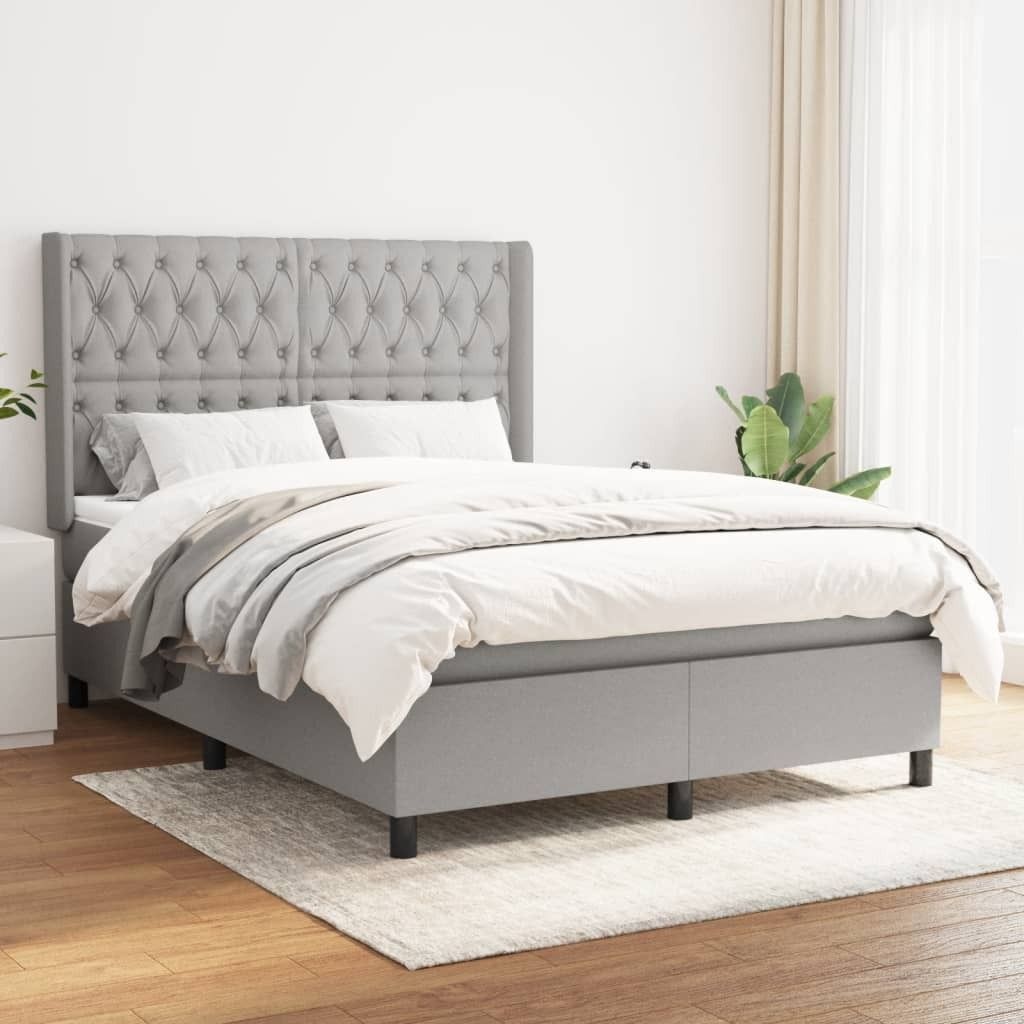 Cloris Designermöbel Boxspringbett mit Matratze Hellgrau 140x190 cm Stoff 2024 Neu