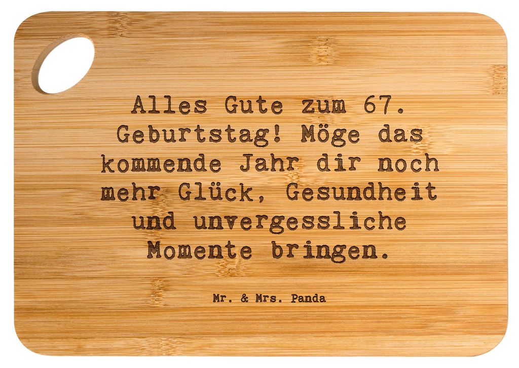 Mr. & Mrs. Panda Schneidebrett Spruch 67. Geburtstag - Transparent - Geschenk, Liebe, Karte, Holzbrett, Geburtstagssprüche 67, Glückwünsche zum,...