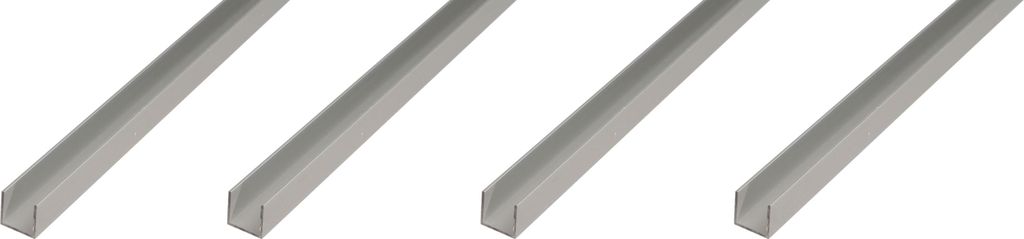 Alberts 4 x U-Profil, Aluminium, 20 x 18 x 20 x 1,3 mm, Länge 1 m, silberfarbig eloxiert