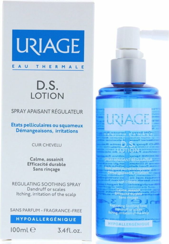 A product shot of a Uriage DS Lotion bottle and its packaging.