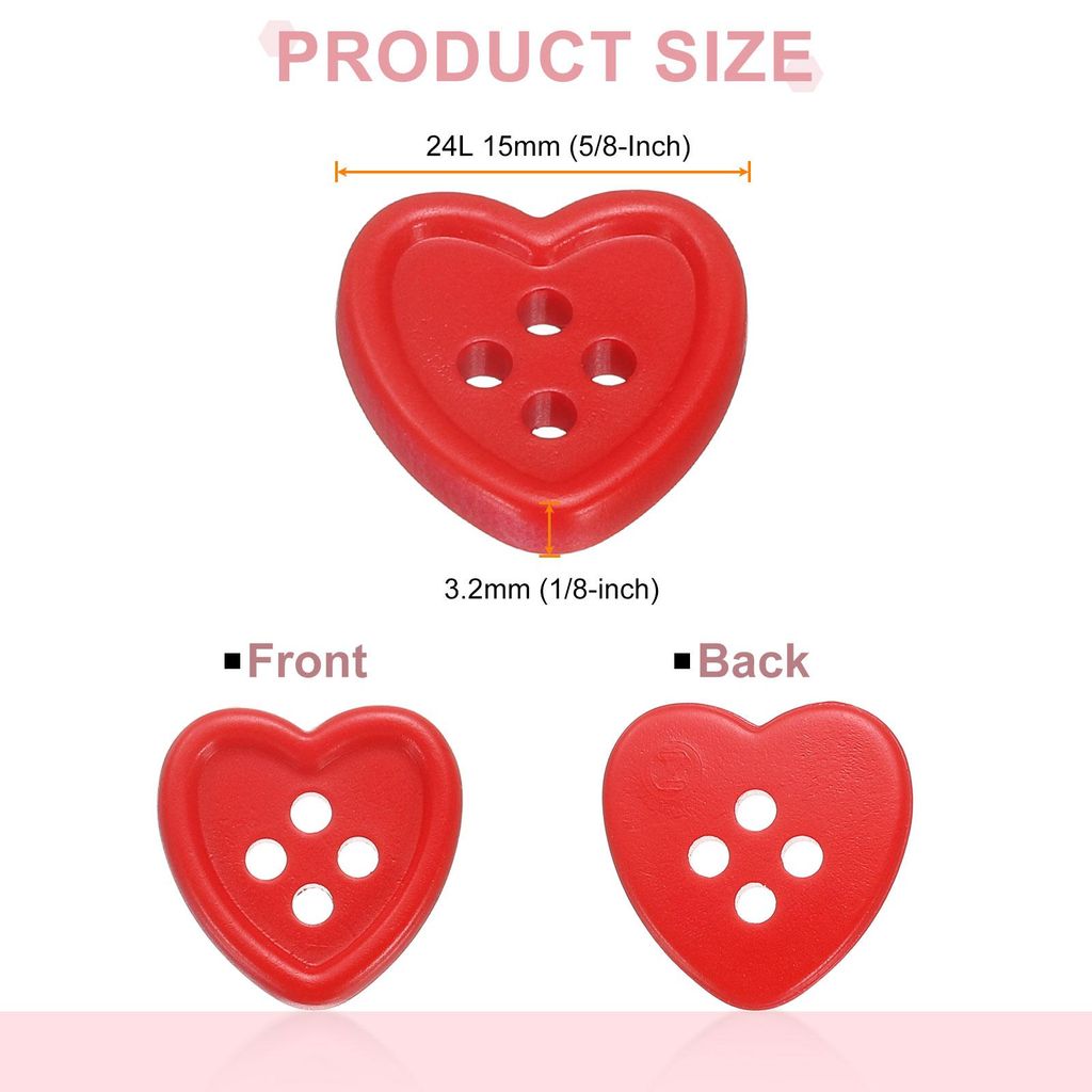 40 Stš¹ck 15mm Harz Kn?pfe zum Ann?hen, 4 L?ch Herz Ersatz N?hkn?pfe fš¹r Strickjacke DIY Handwerk Dekorieren Mantel Kleidung Hemden Stricken D...