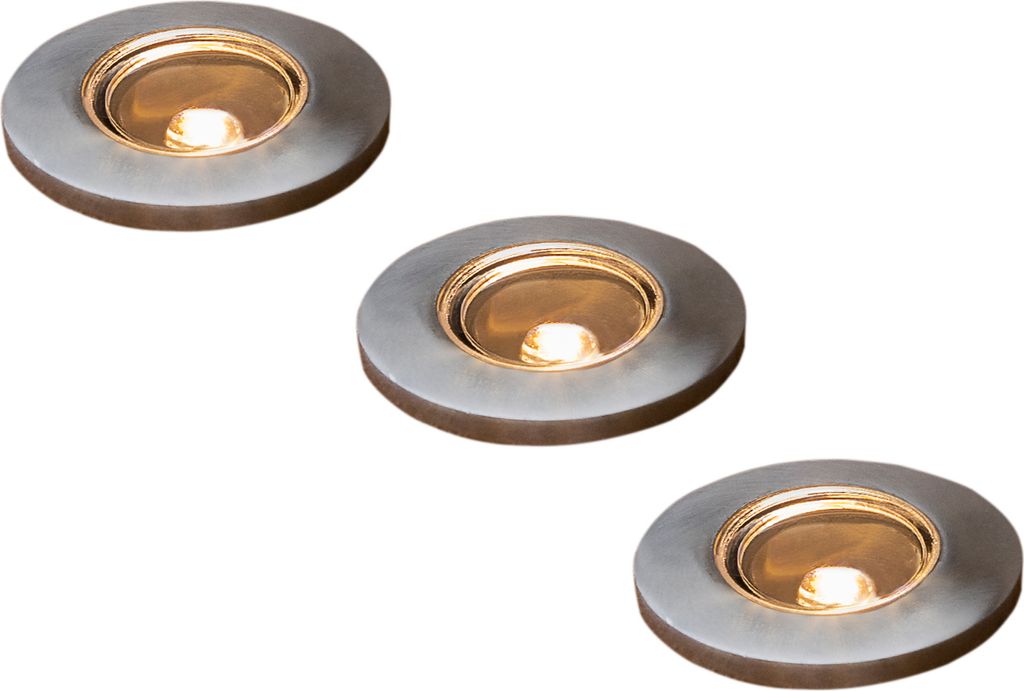 3 Stk Mini LED Bodenspots Edelstahl Ø3,5cm Einbaustrahler für Garten & Terrasse