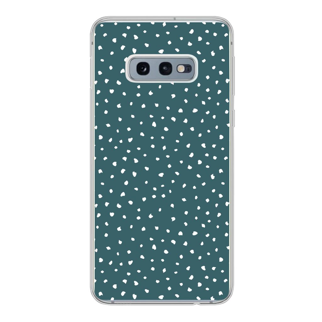 MuchoWow Handyhülle Schutzhülle Hülle für Samsung Galaxy S10e Polka dots - Weiß - Grün Silikon Softcase Handy Hülle - Handy