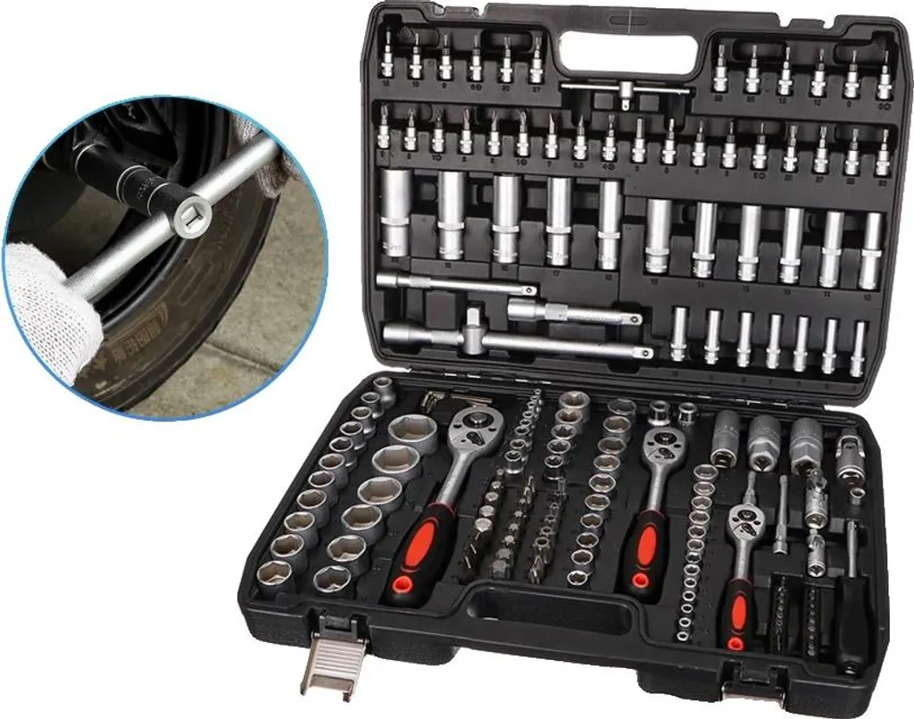 Outils de mécanique 172 pièces avec douilles universelles et manche confort