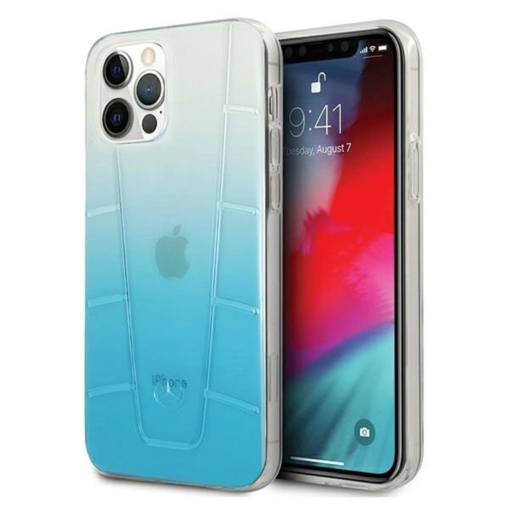 Mercedes MEHCP12MCLGBL iPhone 12/12 Pro 6,1" blau Hartschale Transparent Line Handyhülle
