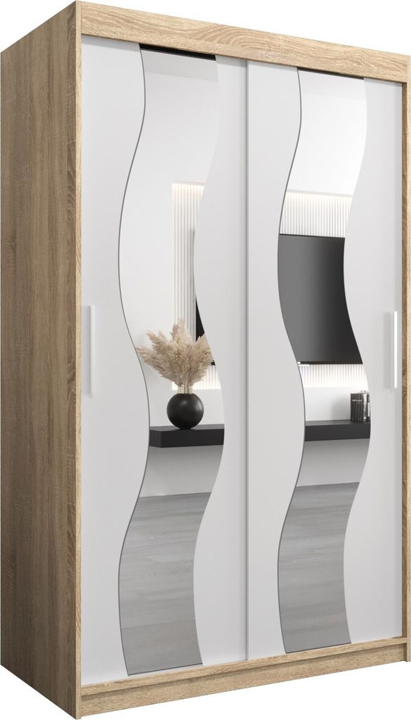 Kleiderschrank, Schiebetürenschrank Schlafzimmer, Schrank mit Spiegel SEWILLA 120 cm