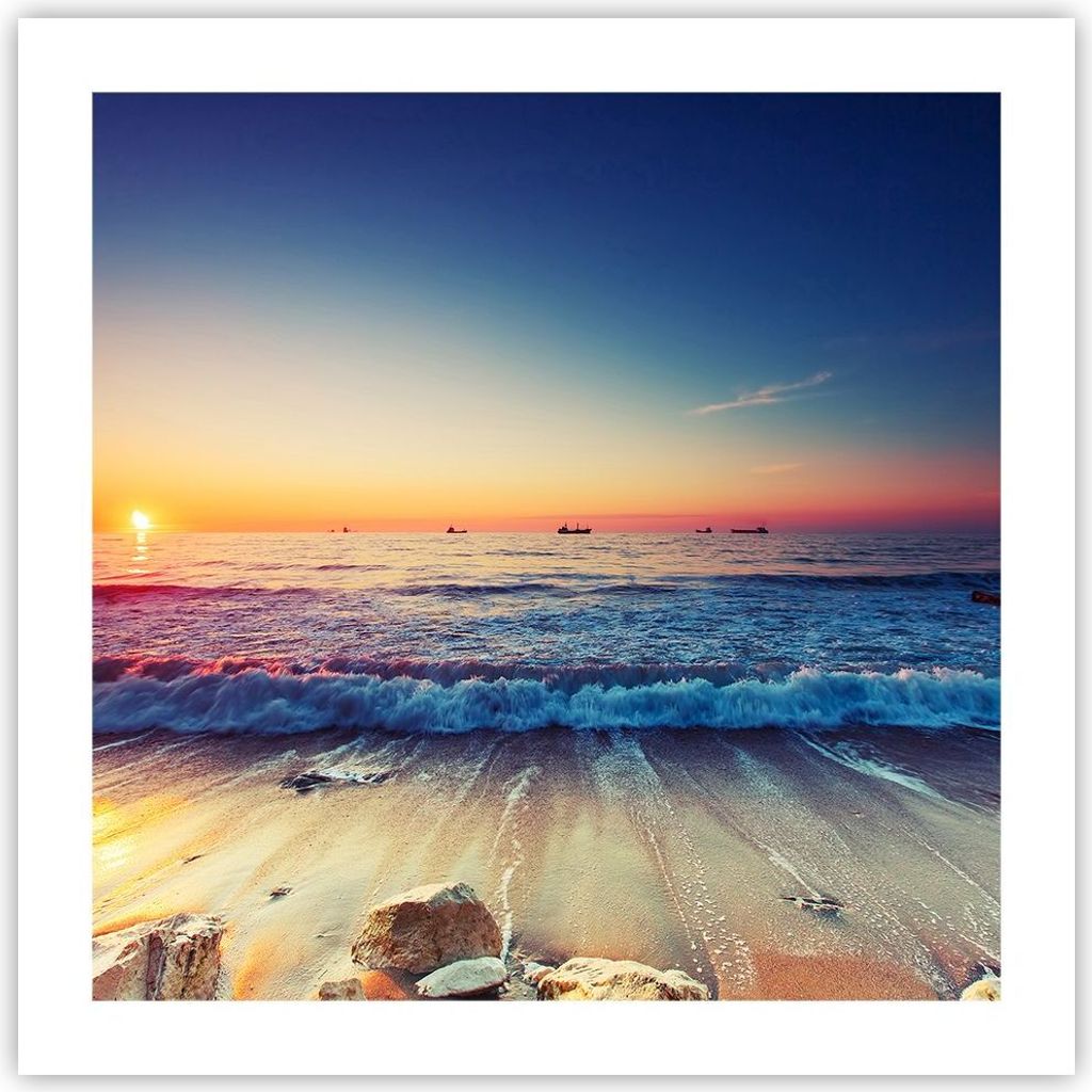 Poster - Poster ohne Rahmen - Meer Strand Welle - 50x50 cm - Wand Bild - Wanddeko - Wandbilder - Kunstposter - Wandposter - Bilder - Kunstdruck - W...