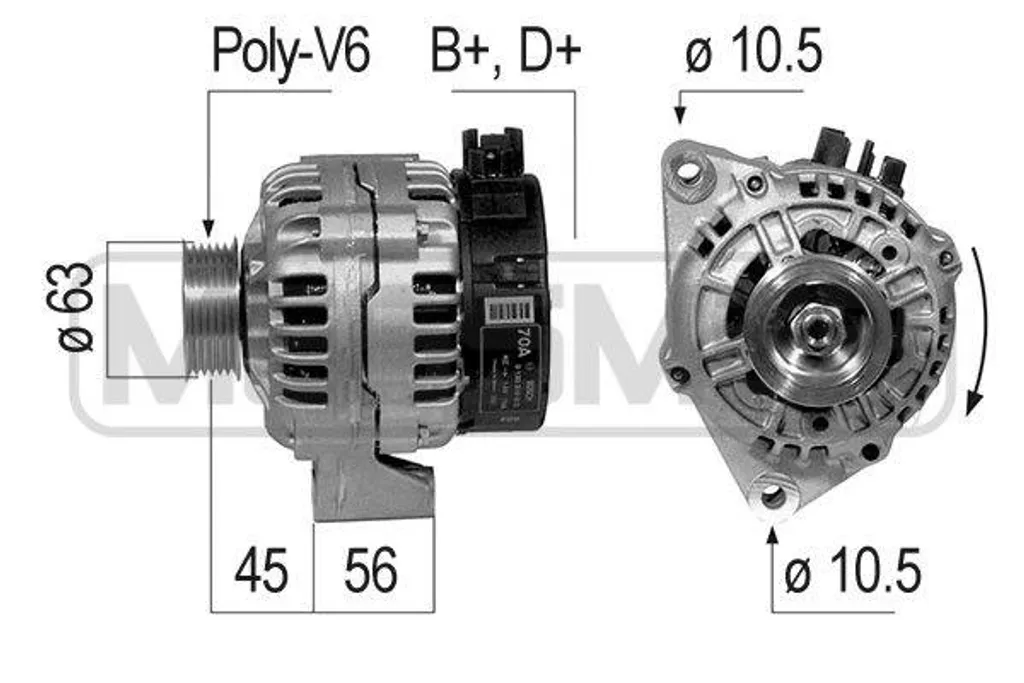 Alternatore Auto 70A 12V - Ricambio Nuovo Premium - Garanzia 2 Anni
