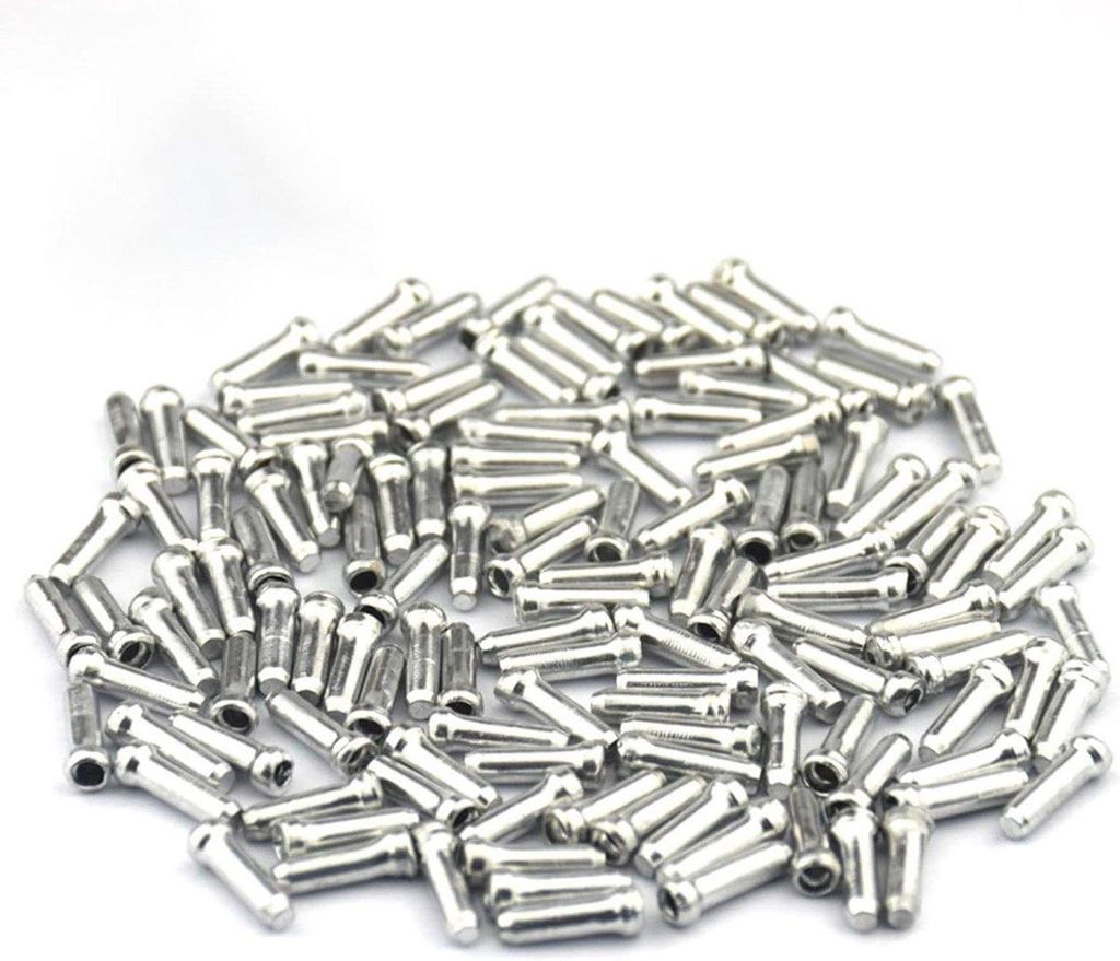 Set mit 100 silbernen Endkappen für Bremszüge – Fahrrad Zubehör für Bowdenzug und Schaltzug