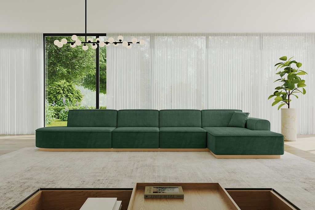 ALTDECOR Ecksofa in L-Form IREA-L3-v2 412x165x80 cm Grün Corner Sofa Eckcouch Couch Wohnlandschaft Cauchsofa