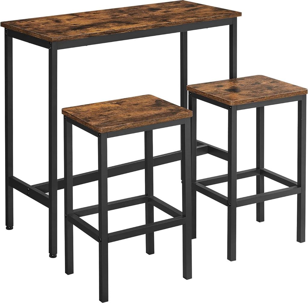 Songmics Bartisch Set Industrie Design Vintagebraun Tintenschwarz