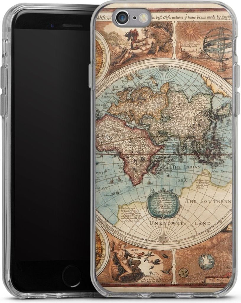 DeinDesign Handyhülle für Apple iPhone 6 Silikon Hülle Case Smartphone Schutzhülle Landkarte Vintage Weltkarte