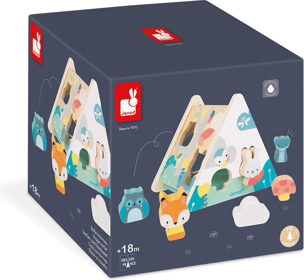 Janod Formenbox - Holzspielzeug - Pure Kollektion - Geschicklichkeitstraining