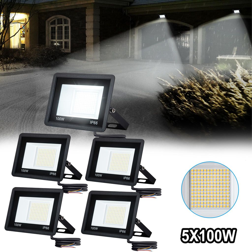 YARDIN 5 Stück LED Flutlicht Strahler 100W Kaltweiß IP66 Produktbild 
