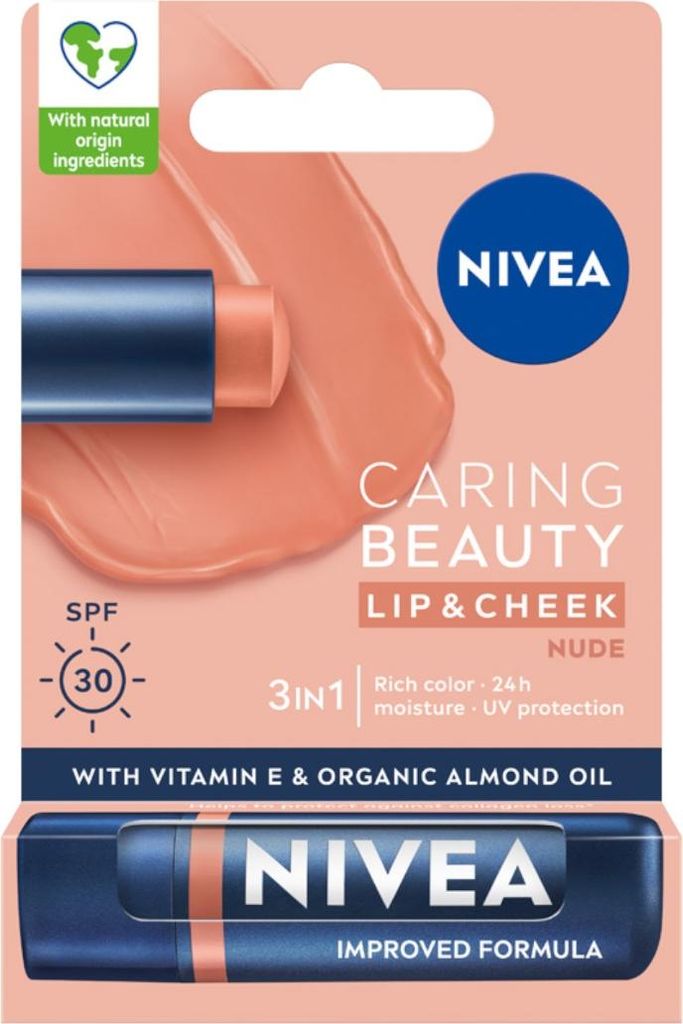 Nivea Lippenbalsam 3-in-1 Nude, 4.8 g - Feuchtigkeitsspender fr zarte, geschmeidige Lippen
