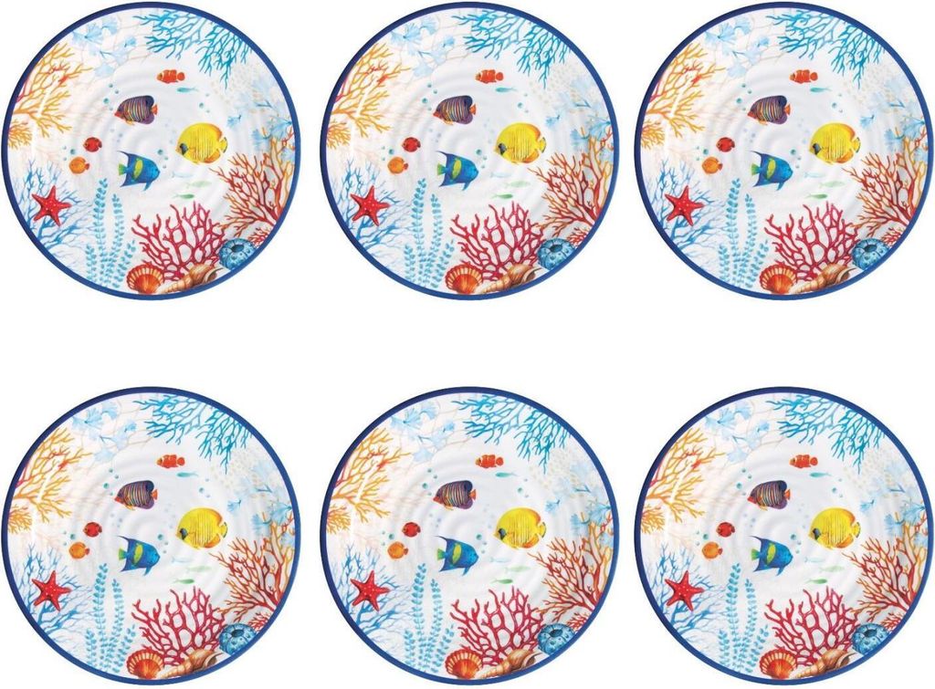 6er Set Frühstücksteller BORA BORA Unterwasser D. 21,5cm Melamin Easy Life