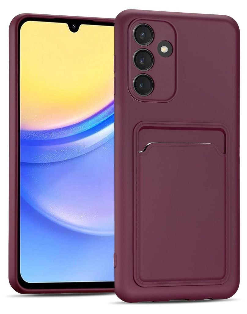 Handyhülle für Samsung Galaxy A15 4G/5G Hülle Silikon Schutzhülle mit Kartenfach Slim Wallet Case, Raspberry