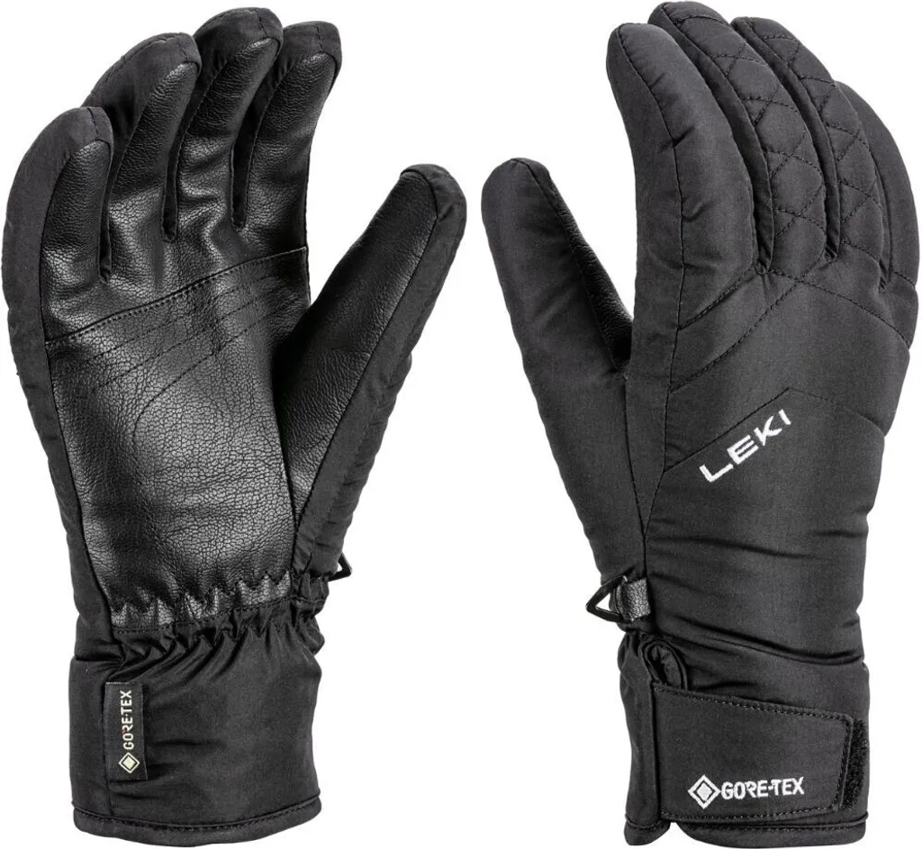 Gants de Ski Femme Leki Sveia GTX Noirs Taille 6.0 Mains au Sec Skier