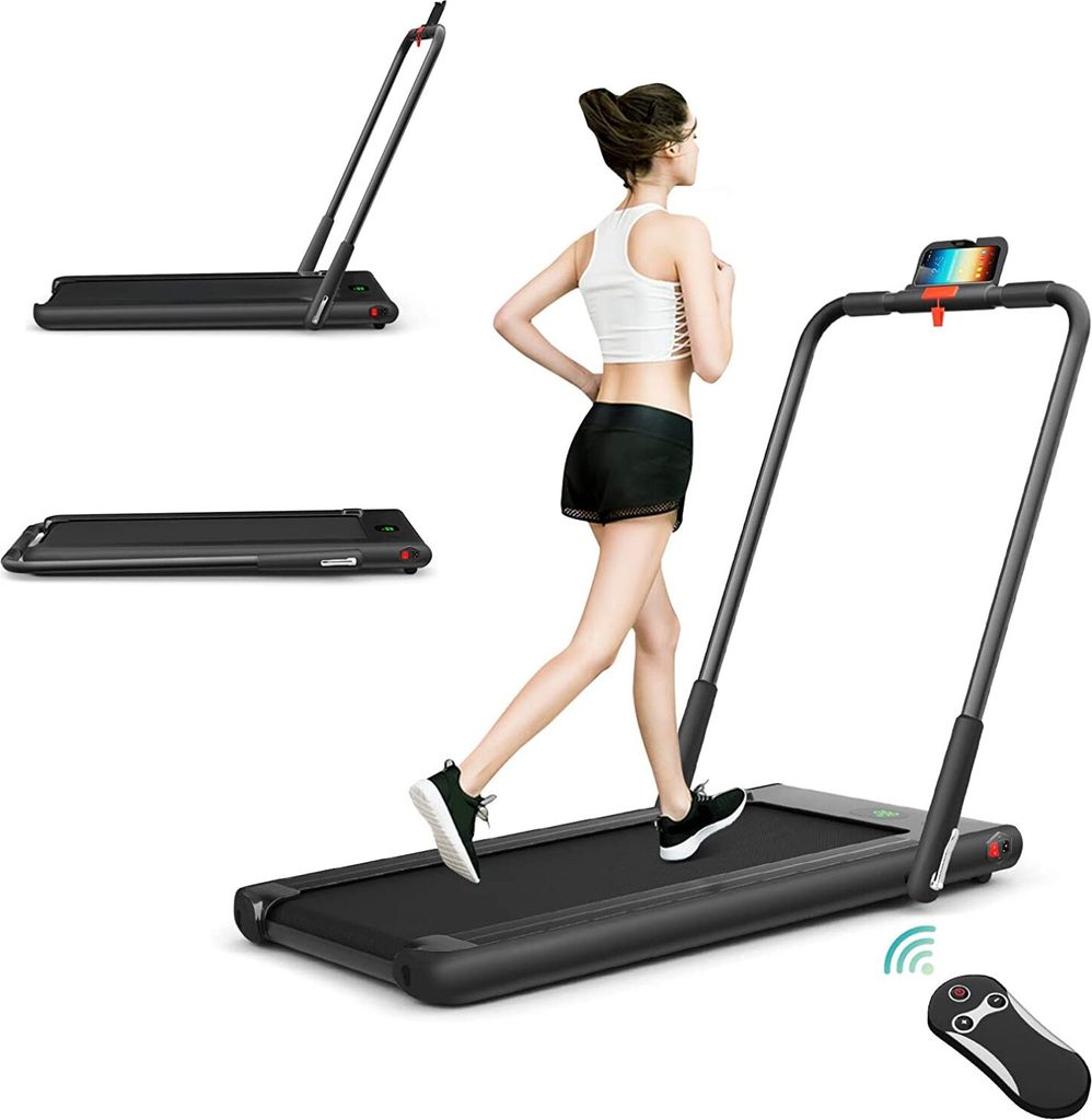 2-in-1 Laufband faltbar, Walking Laufband mit Fernbedienung, LED-Display, Handyhalter und Bluetooth, Heimlaufband mit einstellbaren Geschwindigkeit...