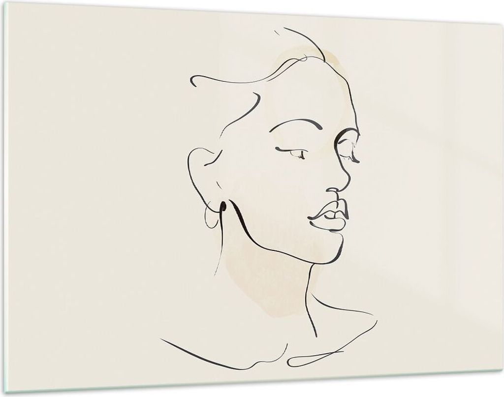 Bilder auf glas - Einteilig - Frau Zeichnung Linie - 120x80cm - Glasbilder - Wandbilder - Bilder - zum Aufhängen bereit - Wanddekoration aus Glas ...