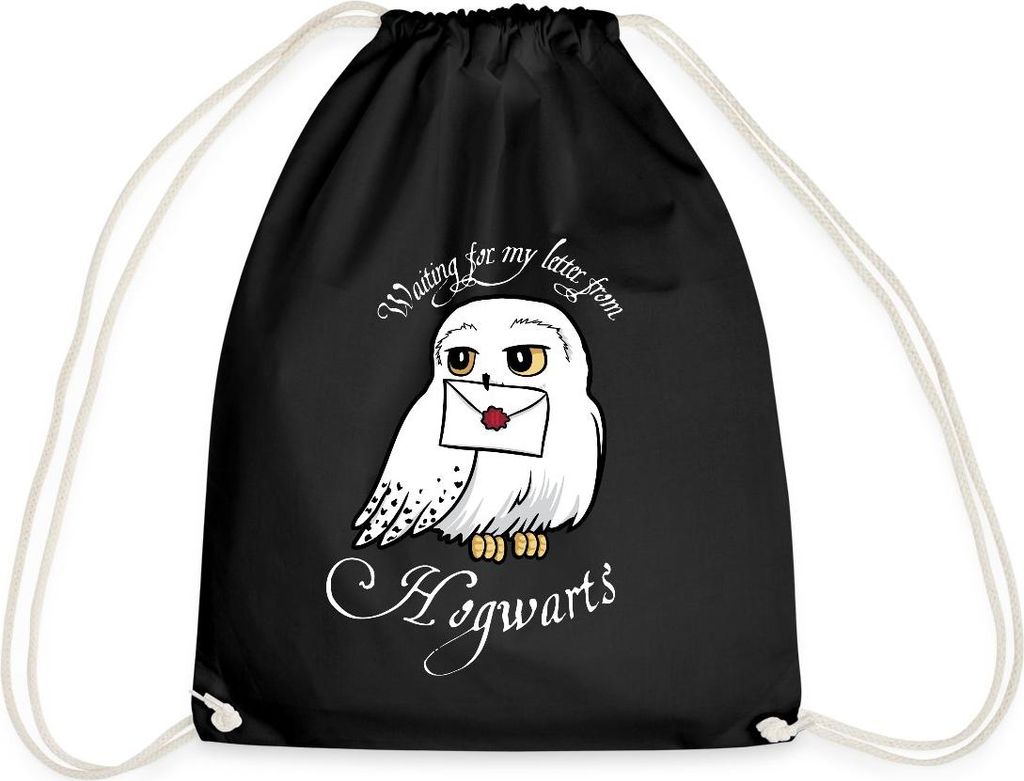 Spreadshirt Harry Potter Hedwig Brief Turnbeutel, One size, Schwarz