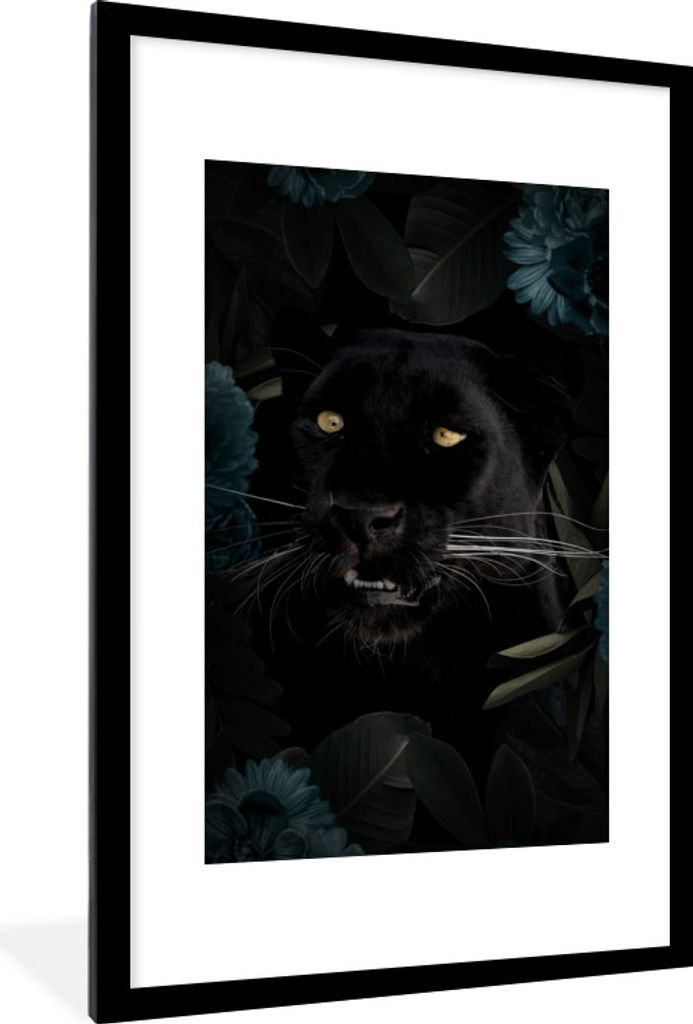 MuchoWow® MuchoWow® Gerahmtes Poster Panther - Blumen - Produktbild 