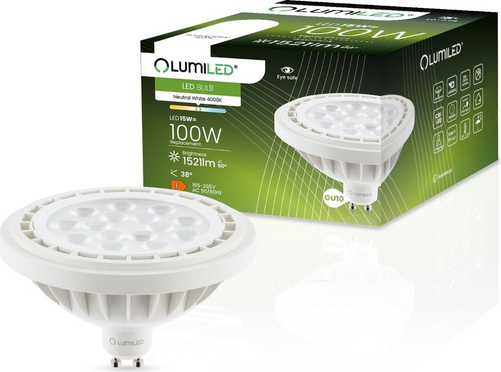 LUMILED LED žiarovka ES111 GU10 Lampholder 230V 15W Obrázok produktu 