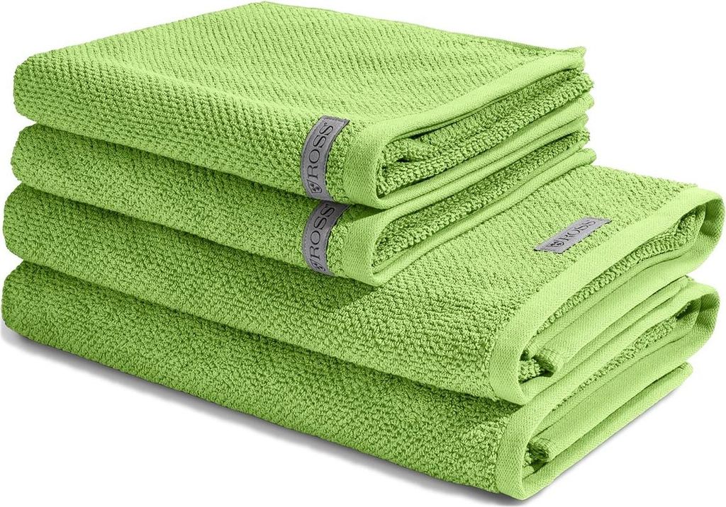 Ross Selection 2 X Handtuch 2 X Duschtuch im Set Frottee aus Bio Baumwolle 540 g/m², Weich saugstark und schnell trocknend, Gewebte Bordüre in vi...