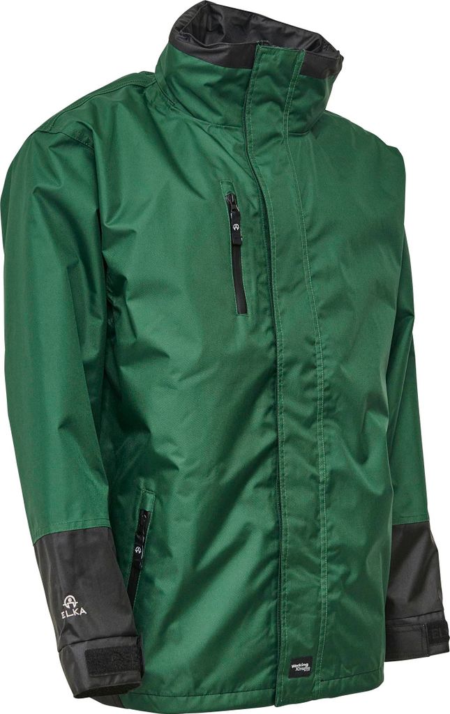 ELKA Working Xtreme Regenjacke mit 2-Wege Reißverschluss Grün/Schwarz 2XL