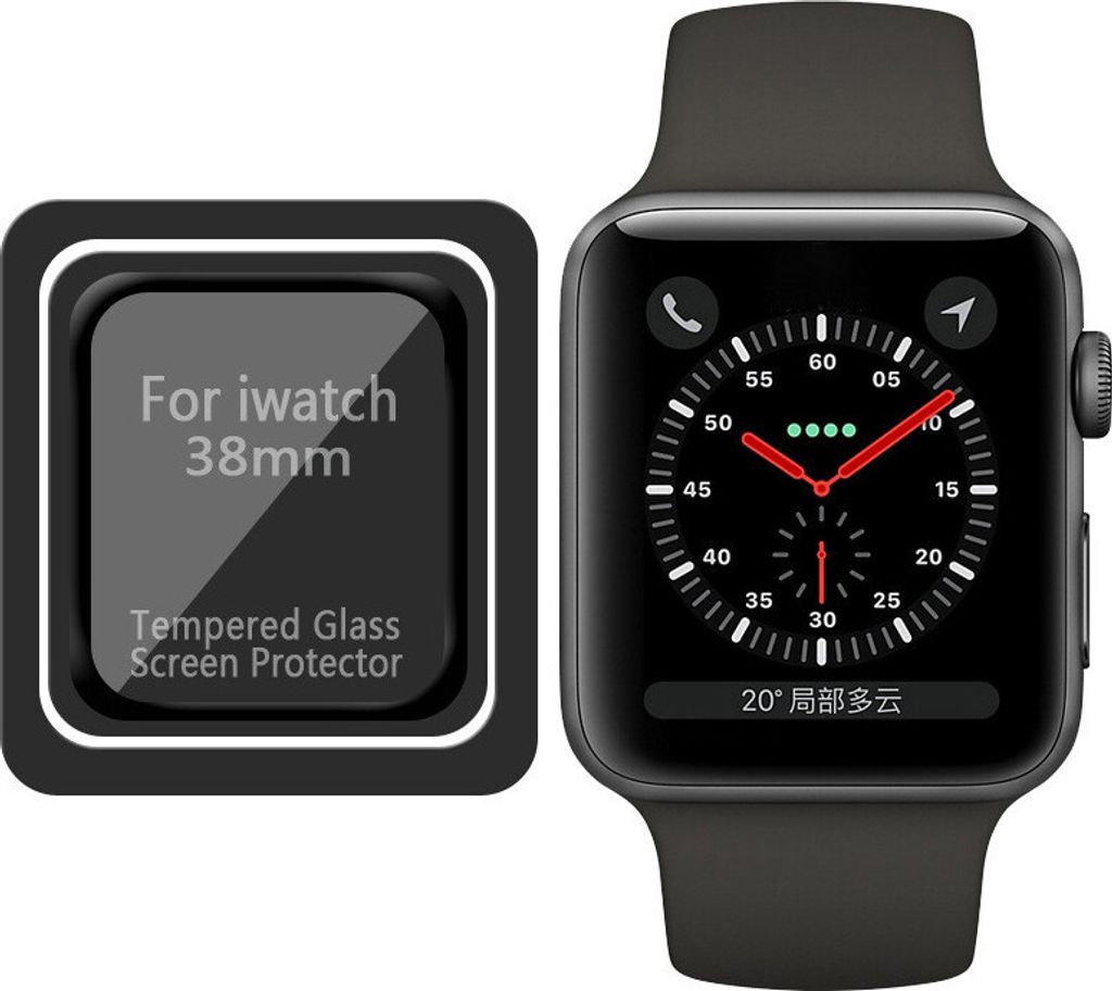 INF iWatch-Displayschutz, 2er-Pack gehärtetes Glas mit Installationskit 42 mm