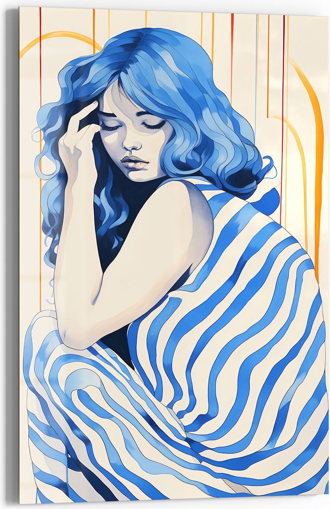 DEQOART Glasbild Echtglas 60x90 cm 'Blaue Stille' Wandbild Produktbild 