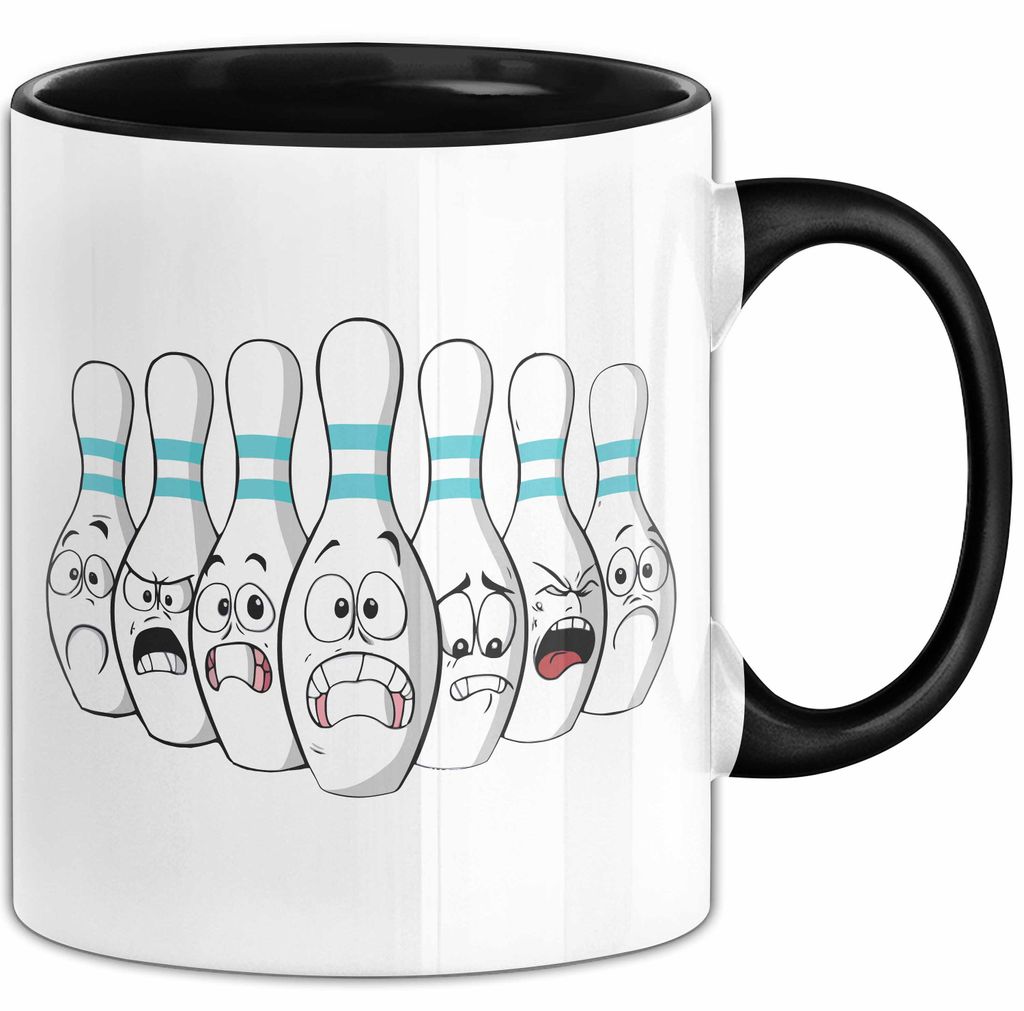 Bowling Tasse Geschenk Bowling-Spieler Geschenkidee (Schwarz)