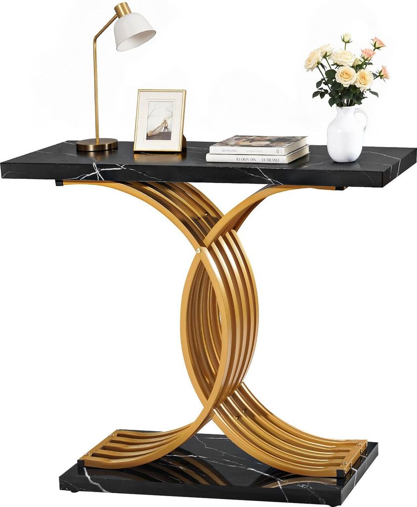 Konsolentisch - Flurtisch & Beistelltisch - Rechteckig - Maße 100 x 30 x 81 cm - MDF-Platte & Stahlrohre - Für Eingang, Wohnzimmer & hinter dem S...