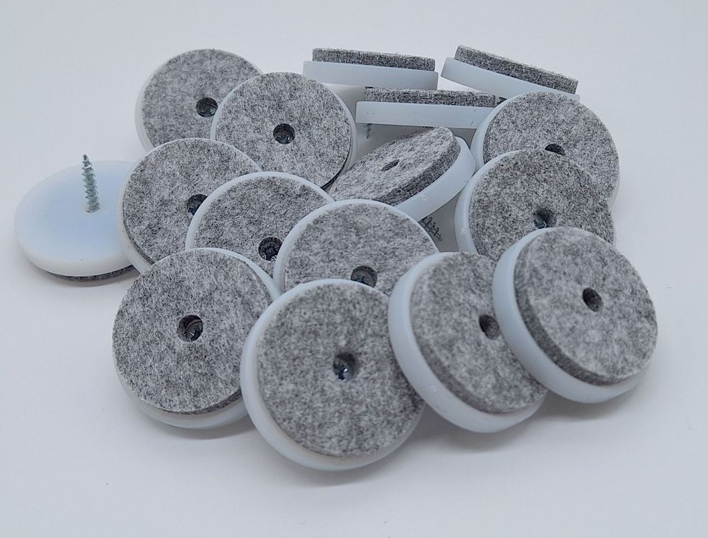 16 Stk Filzgleiter Möbelgleiter Stuhlgleiter weiß mit Schraube Ø 40 mm