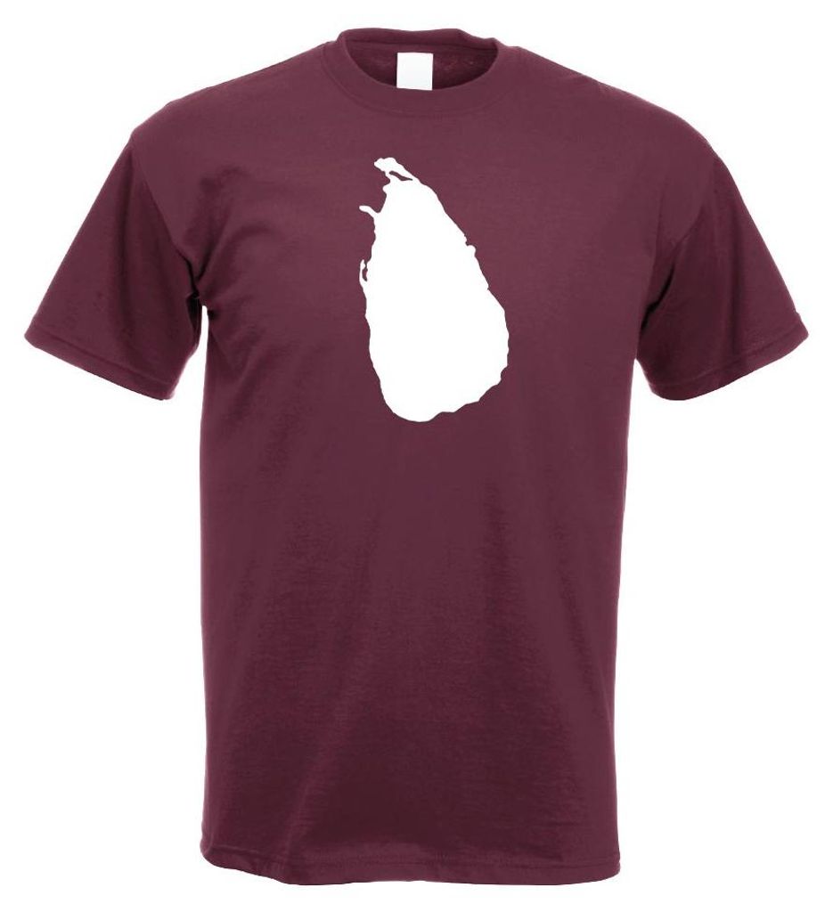 Kiwistar - T-Shirt - Burgund - Sri Lanka Umriss Kontur Herren Funshirt Bedruckt Design Sprüche Spruch Motive - mit Motiv Bedruckt - Funshirt Desig...