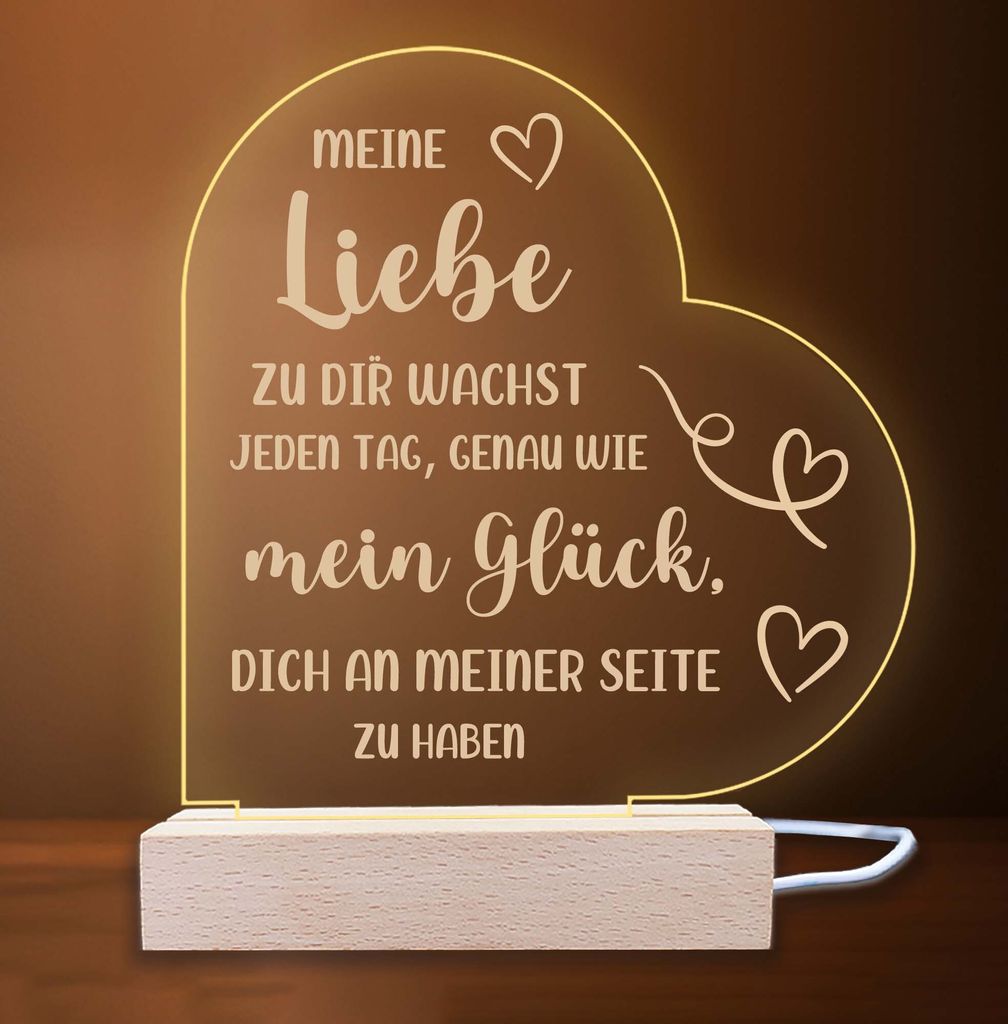 INDIGOS UG - Nachttischlampe - Herz rechts - Spruch 10 -  Produktbild 