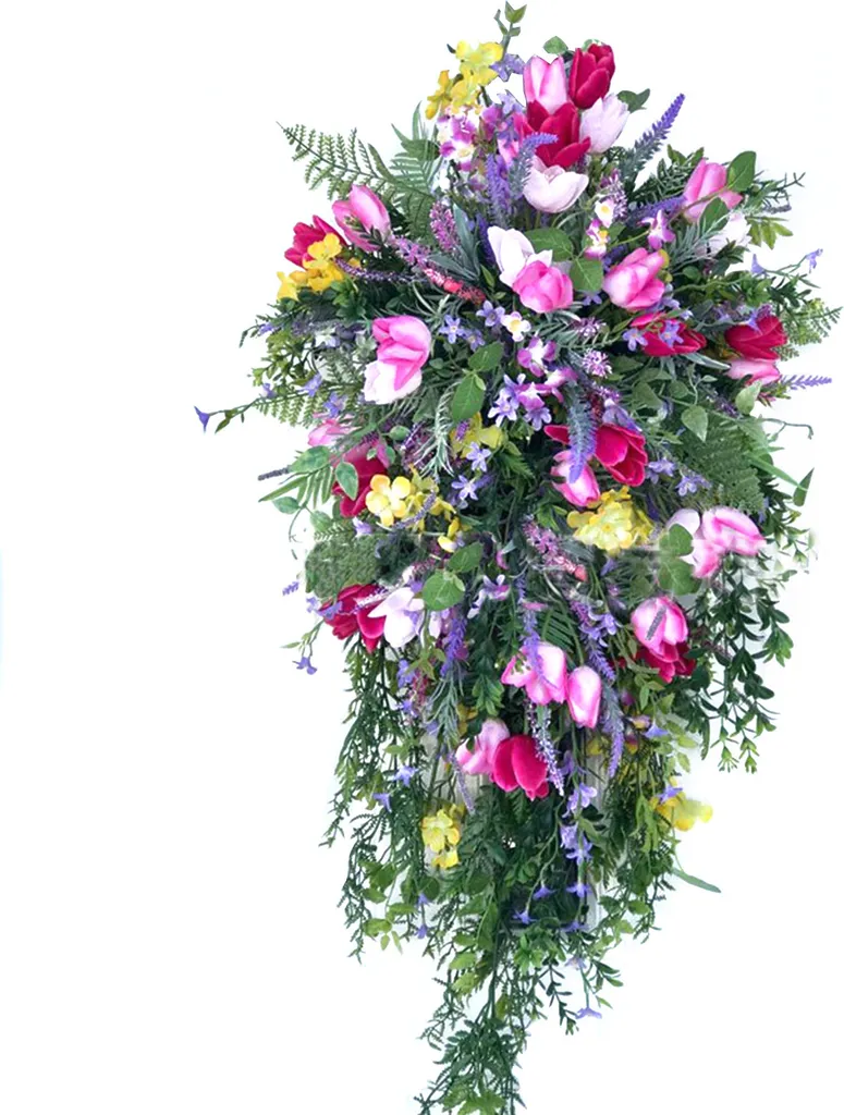 Couronne fleurs artificielles durable - Déco sans entretien pour porte