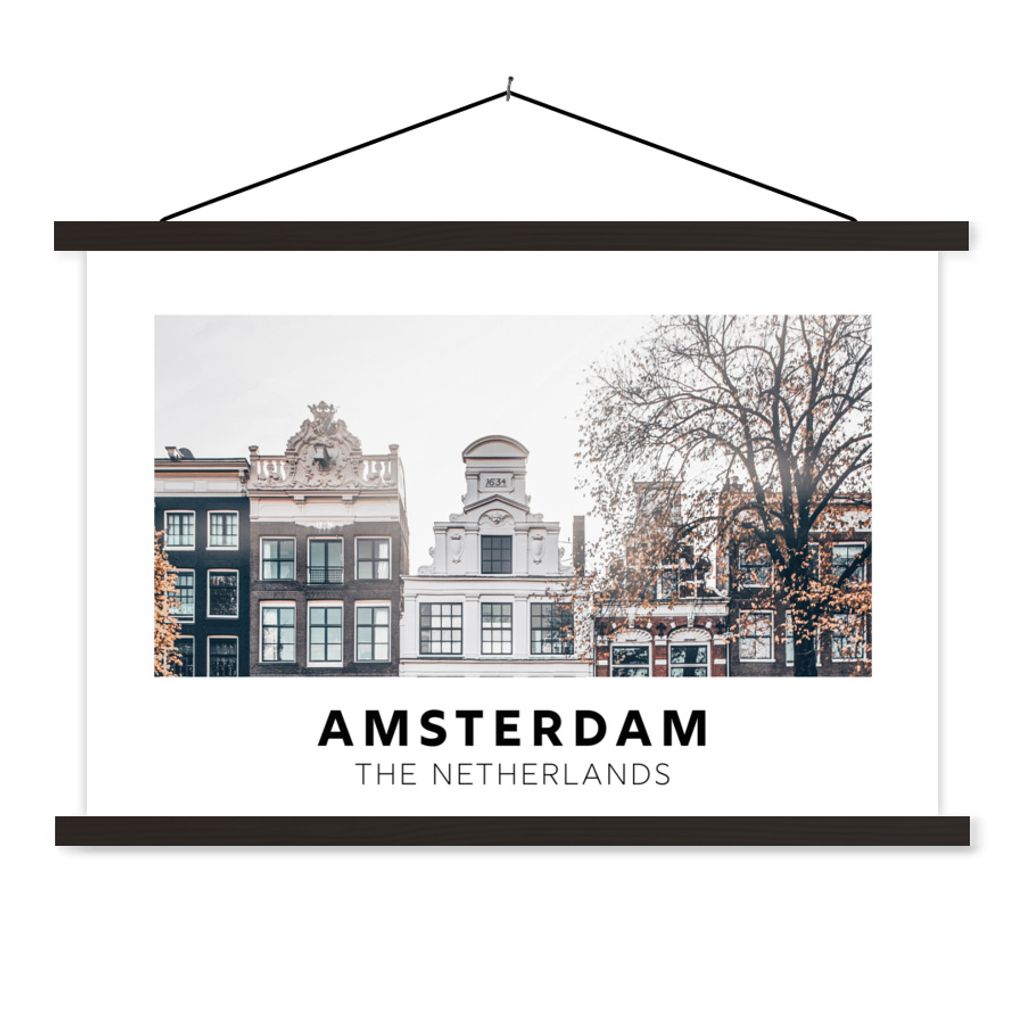 MuchoWow Textilposter Niederlande - Amsterdam - Startseite 60x40 cm mit schwarzem Rahmen - Hölzernes